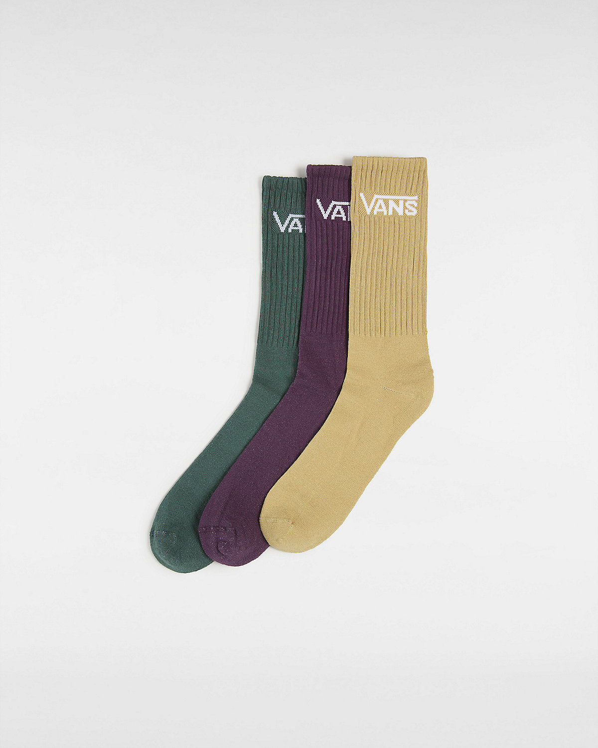 VANS Mens Classic Crew Socks (3 Pairs) - Antelope / Green / Red