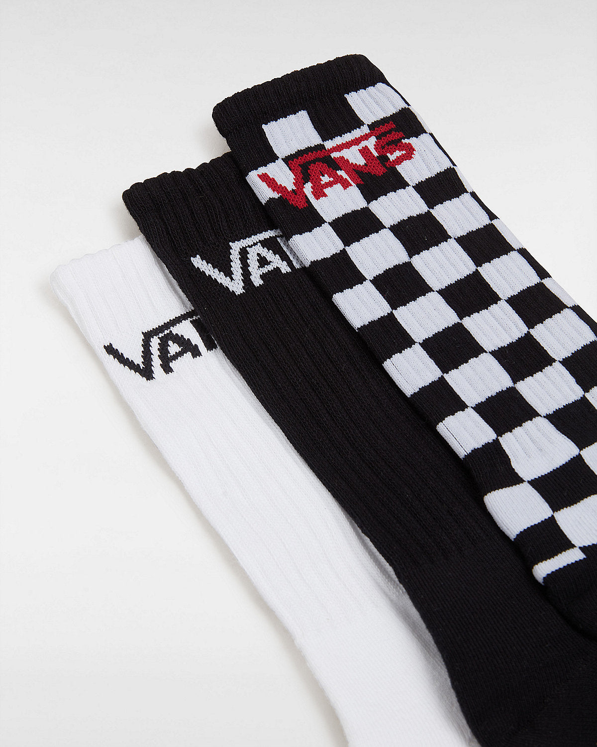 VANS Mens Classic Crew Socks (3 Pairs) - Black / White