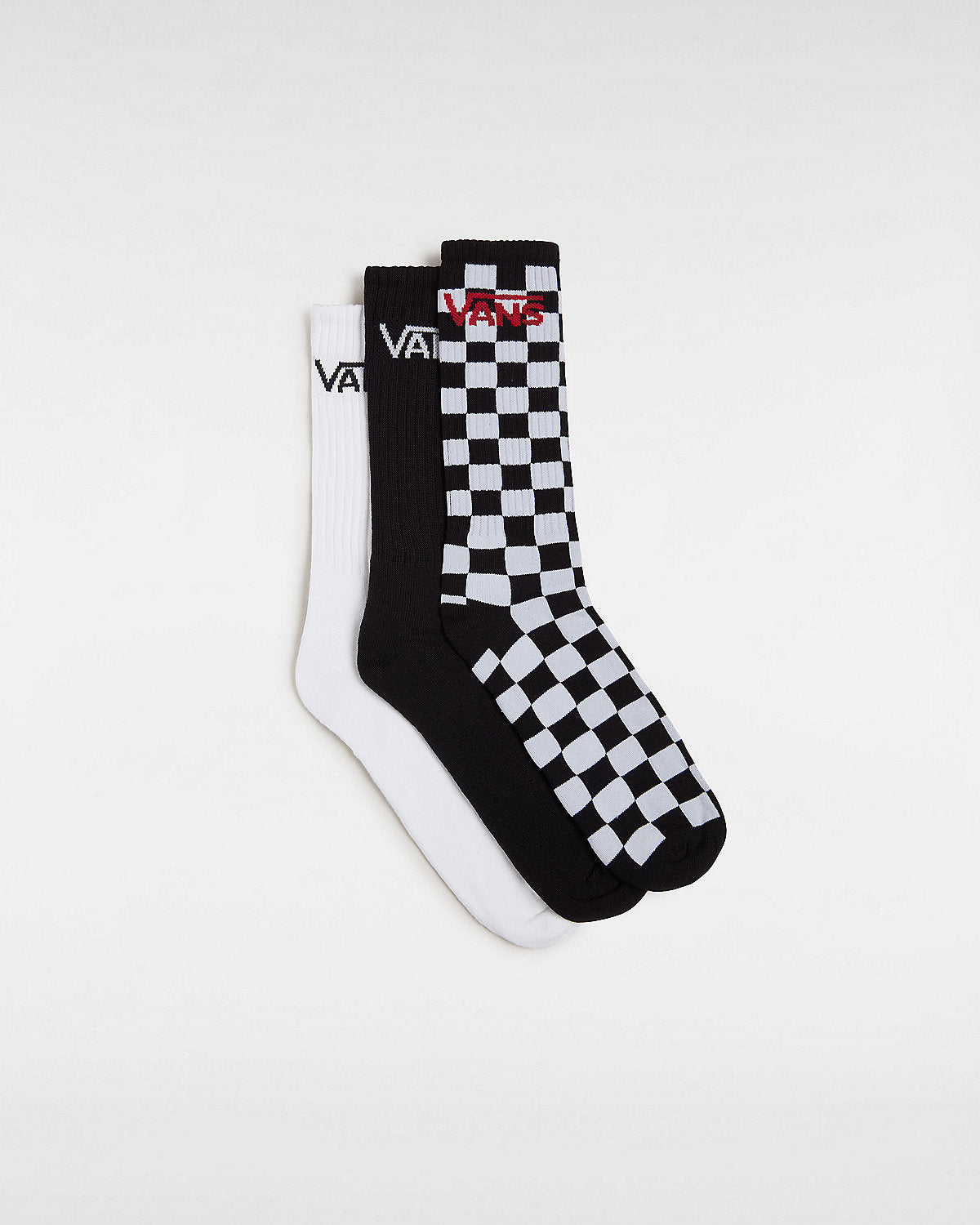 VANS Mens Classic Crew Socks (3 Pairs) - Black / White