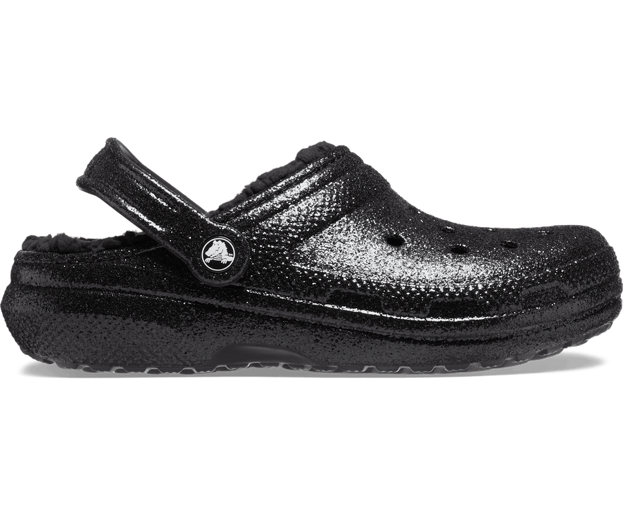 Crocs Unisex Classic Glitter Lined Clog - Black