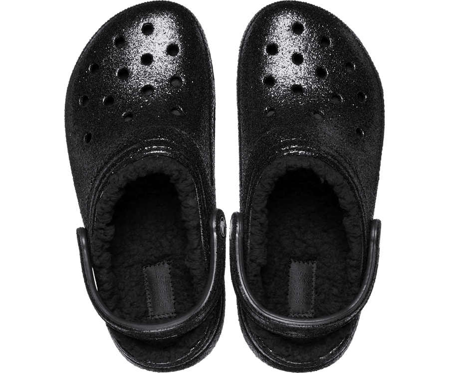 Crocs Unisex Classic Glitter Lined Clog - Black
