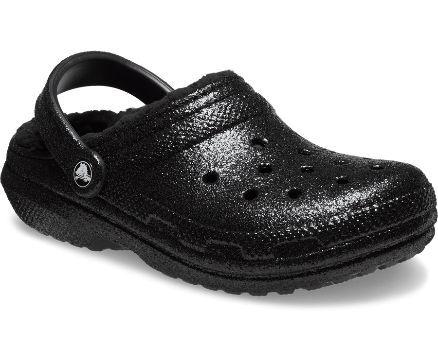 Crocs Unisex Classic Glitter Lined Clog - Black
