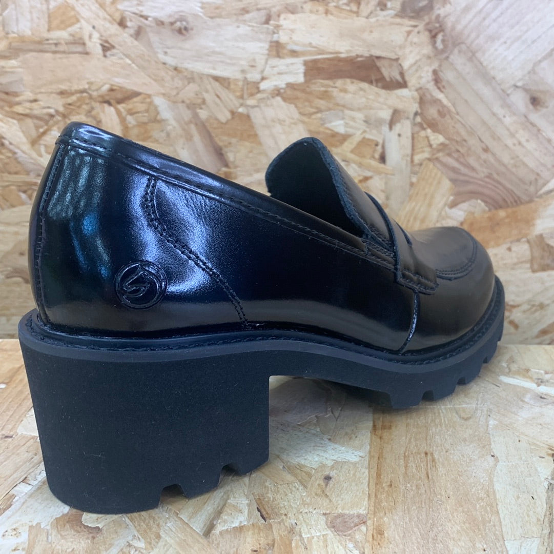 Remonte Womens Block Heel Leather Shoe - Black