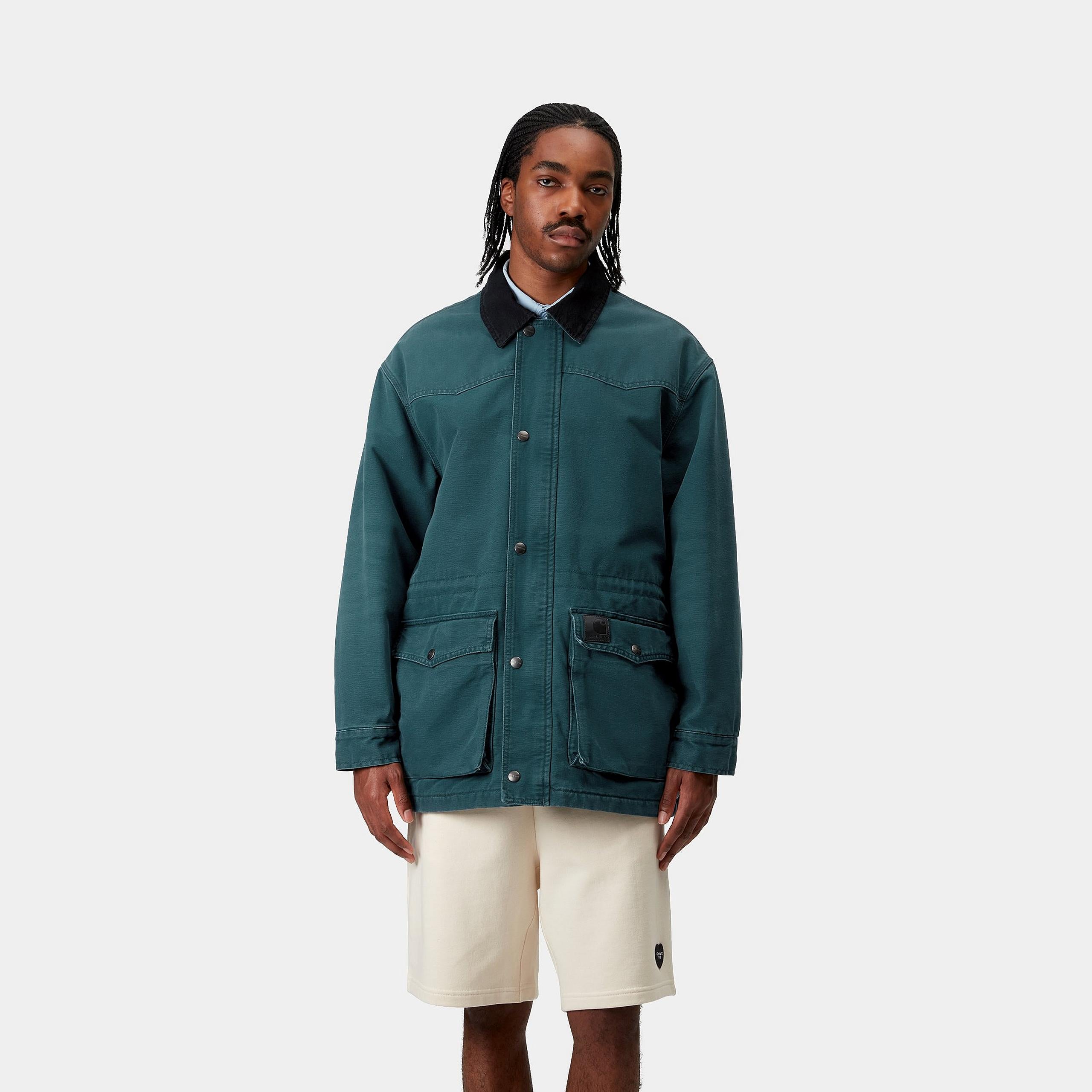 ジャケット・アウター carhartt og santa fe jacket deep lagoon Carhartt WIP OG Santa Fe Jacket Dearborn Canvas Deep Lagoon/Black