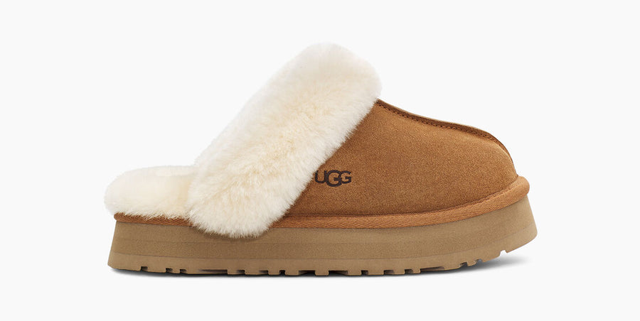 UGG Womens Disquette Platform Slippers - Chestnut - The Foot Factory