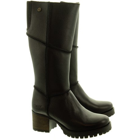 Oak & Hyde Womens Kensington Hi Bombain Leather Boots - Black - The Foot Factory