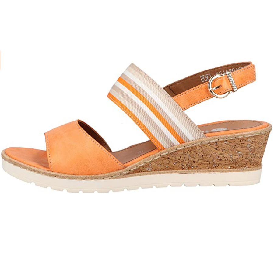 Remonte Womens Wedged Sandals - Orange