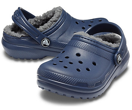 Crocs Kids Classic Lined Clogs - Navy / Charcoal