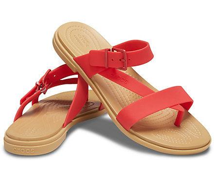 Crocs Womens Classic Tulum Toe Post Sandal - Red