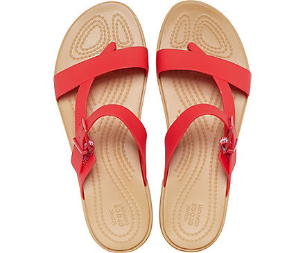 Crocs Womens Classic Tulum Toe Post Sandal - Red