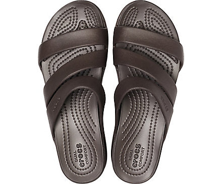 Crocs Womens Monterey Strappy Wedge - Espresso