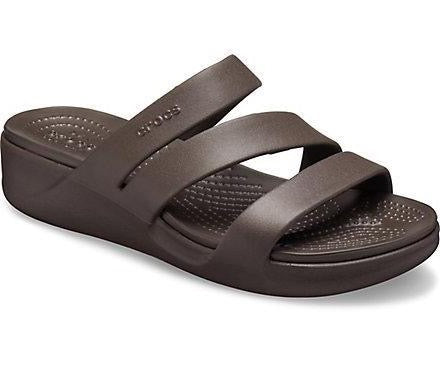 Crocs Womens Monterey Strappy Wedge - Espresso