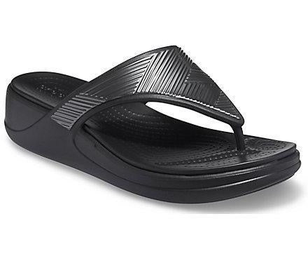Crocs Womens Classic Monterey Metallic Wedge - Black