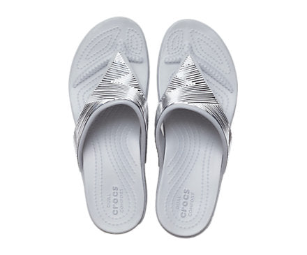 Crocs Womens Monterey Metallic Wedge - Silver