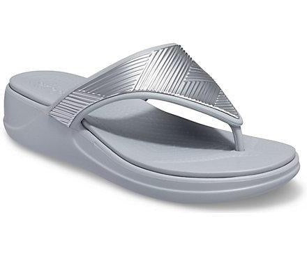 Crocs Womens Monterey Metallic Wedge - Silver