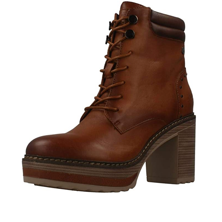 Carmela Womens Leather High Heel Boots - Camel