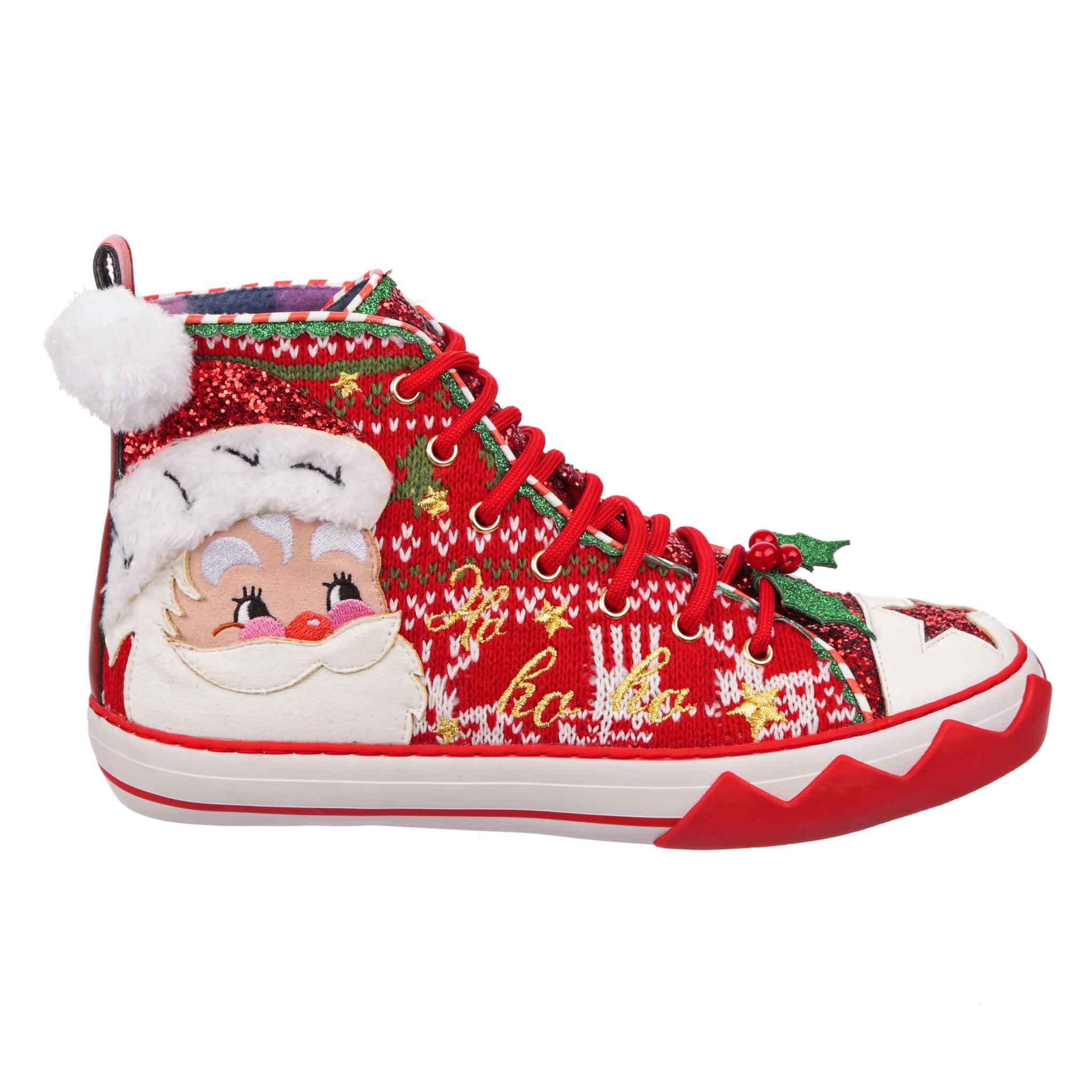 Irregular Choice Womens Better Not Pout High Top Trainers - Red