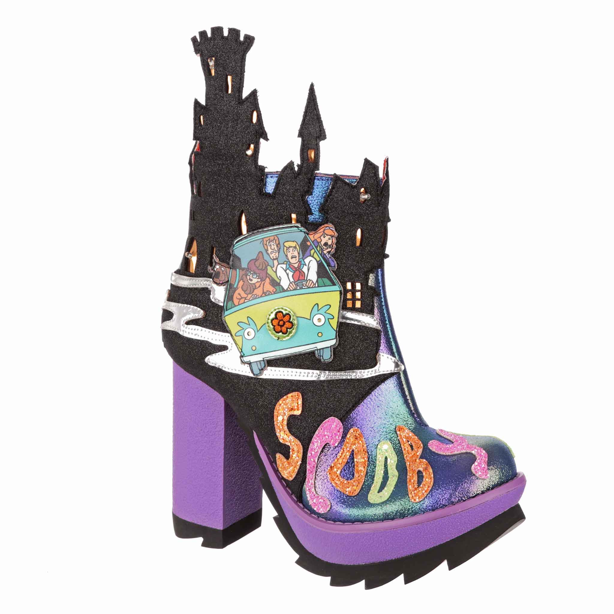 Irregular Choice Womens Scooby Doo Hold On Gang Heeled Ankle Boot - Blue