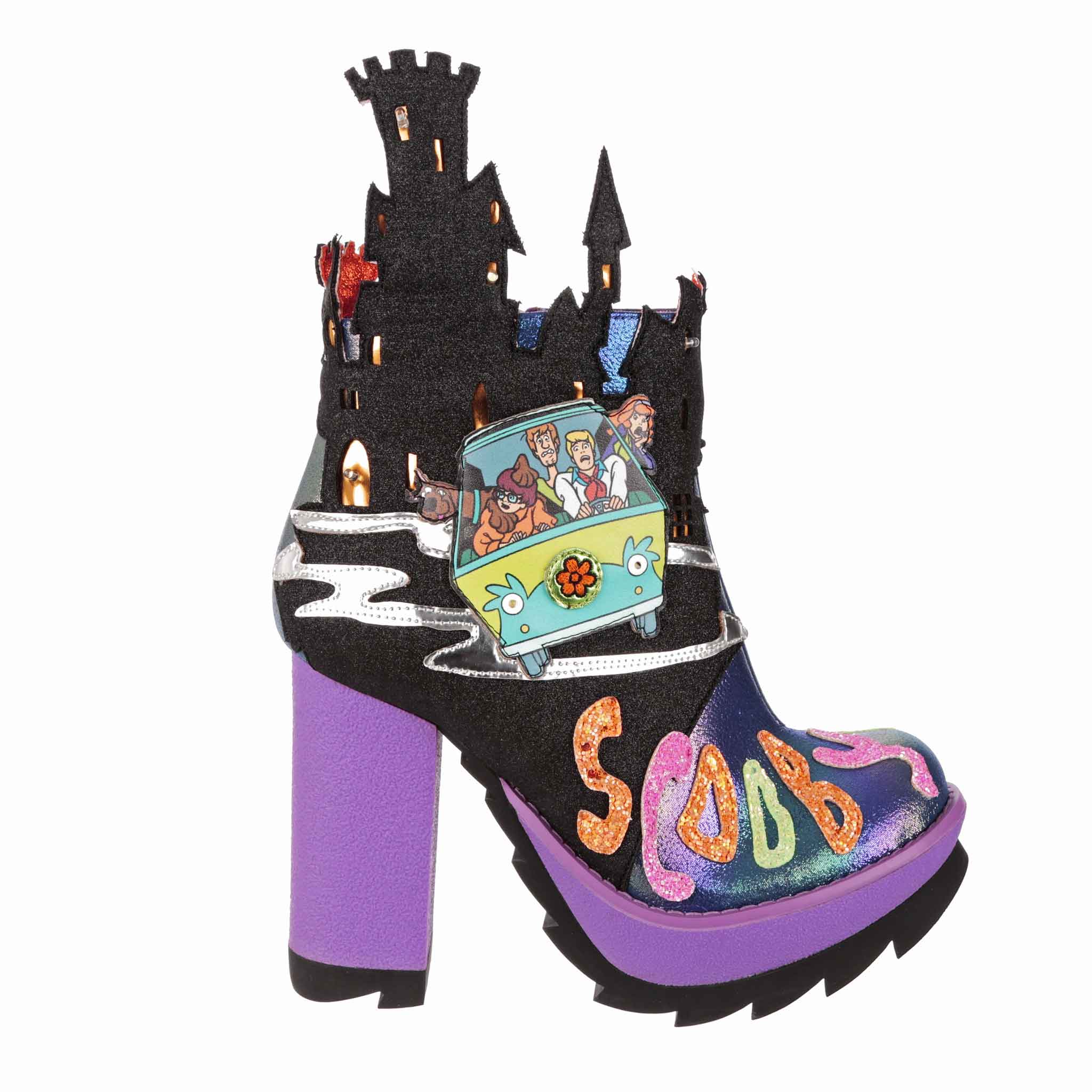 Irregular Choice Womens Scooby Doo Hold On Gang Heeled Ankle Boot - Blue