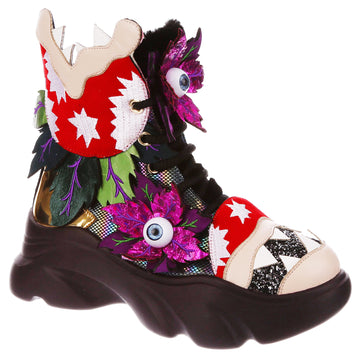 Irregular Choice - Goulish Garden High Top Trainers - Petrol