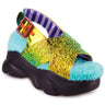 Irregular Choice Womens Booyah Platform Sandal - Blue - The Foot Factory