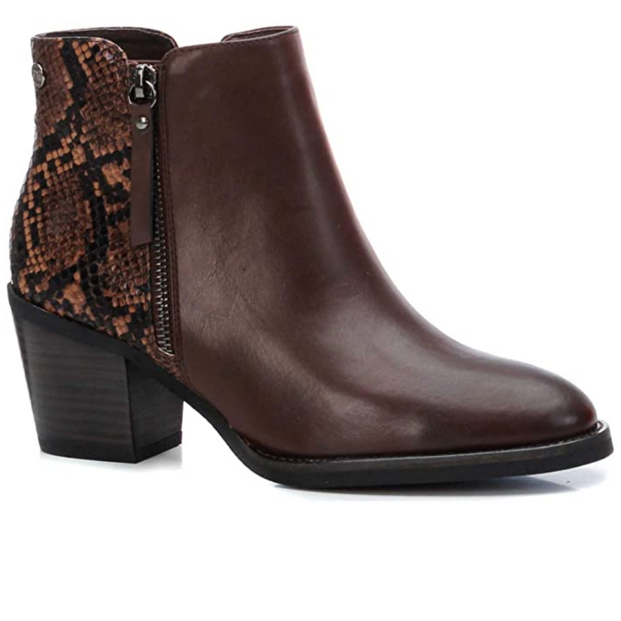 XTI - 44627 - Women's Snake Print Ankle Boots - Brown