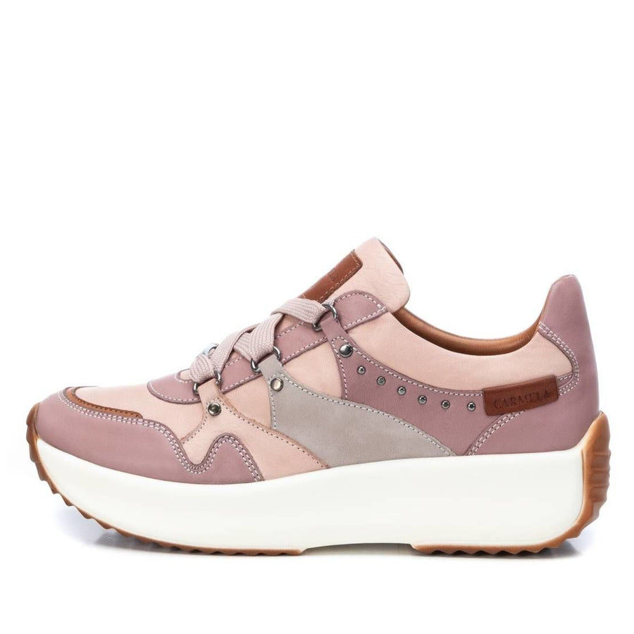 Carmela Womens Leather Fashion Trainers - Nude - The Foot Factory
