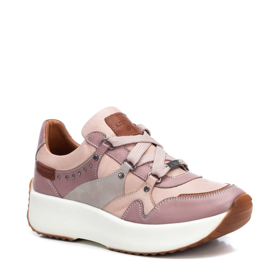 Carmela Womens Leather Fashion Trainers - Nude - The Foot Factory
