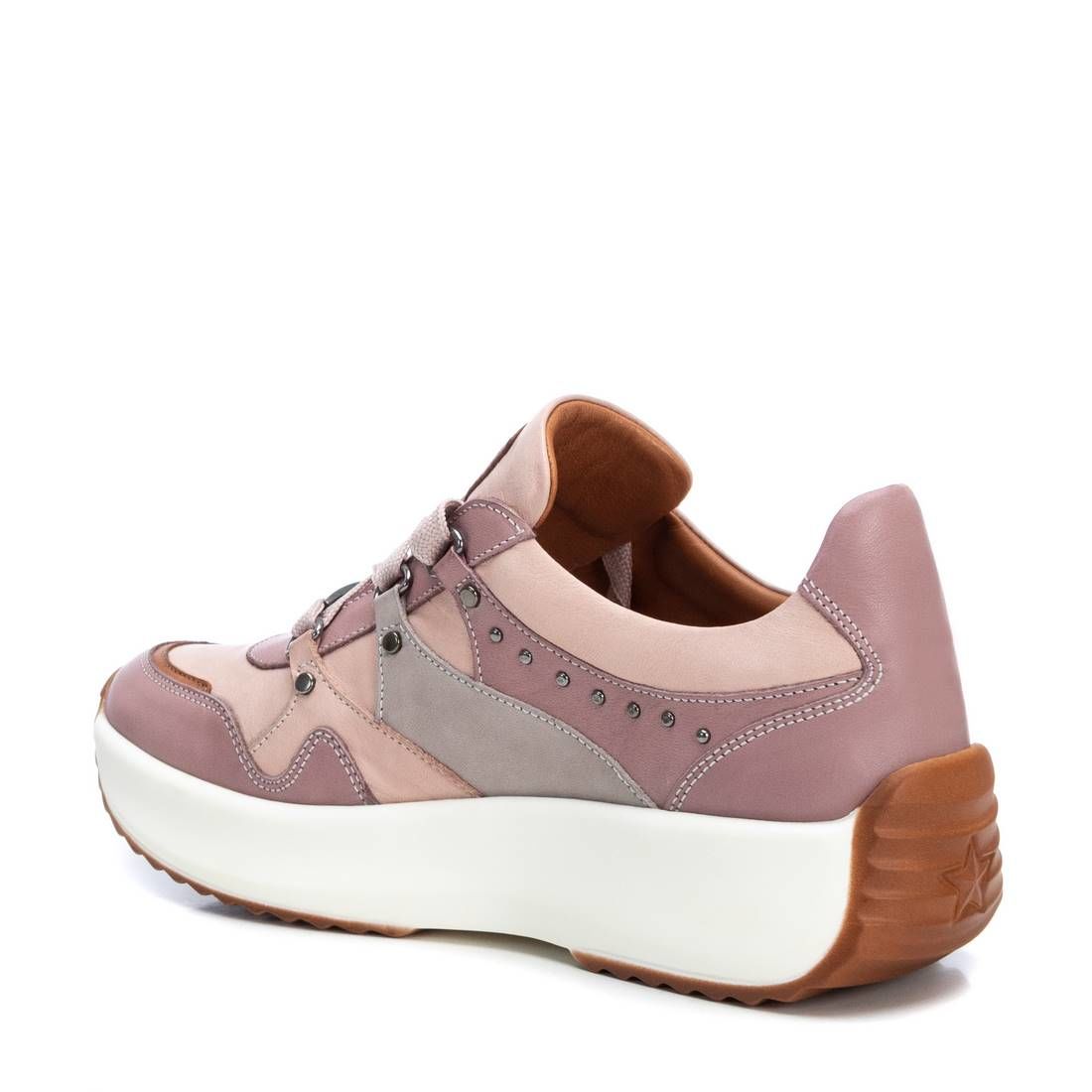 Carmela Womens Leather Fashion Trainers - Nude - The Foot Factory