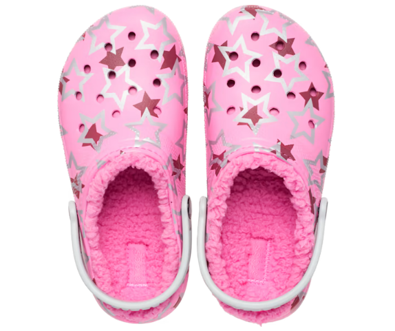 Crocs Kids Classic Lined Disco Dance Party Clog - Taffy Pink - The Foot Factory
