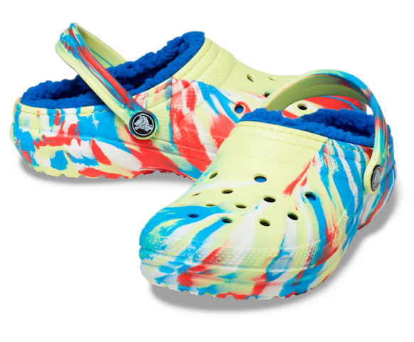 Crocs Kids Classic Lined Marbled Clog - Sulphur - The Foot Factory