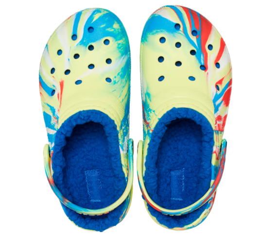 Crocs Kids Classic Lined Marbled Clog - Sulphur - The Foot Factory