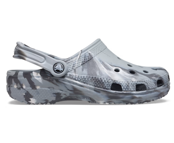 Crocs Unisex Classic Marbled Clog - Light Grey / Multi - The Foot Factory