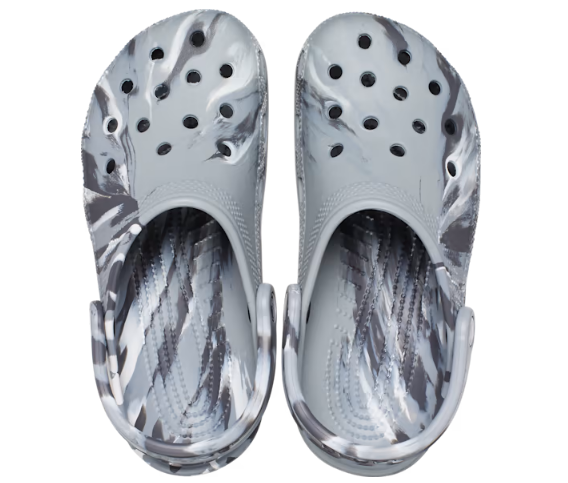 Crocs Unisex Classic Marbled Clog - Light Grey / Multi - The Foot Factory