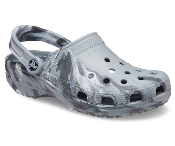 Crocs Unisex Classic Marbled Clog - Light Grey / Multi - The Foot Factory
