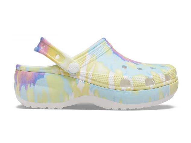 Crocs Unisex Classic Platform Tie Dye Graphic Clog - White / Multi - The Foot Factory