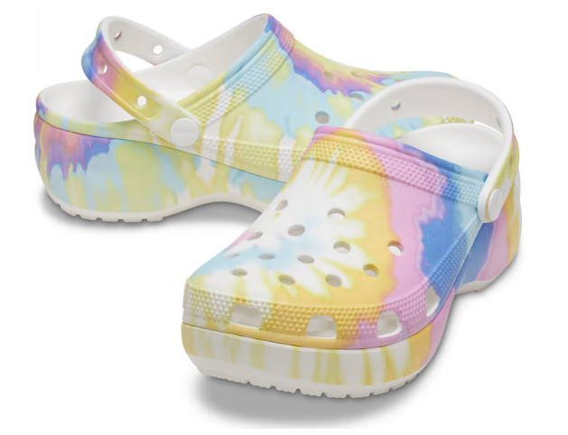 Crocs Unisex Classic Platform Tie Dye Graphic Clog - White / Multi - The Foot Factory