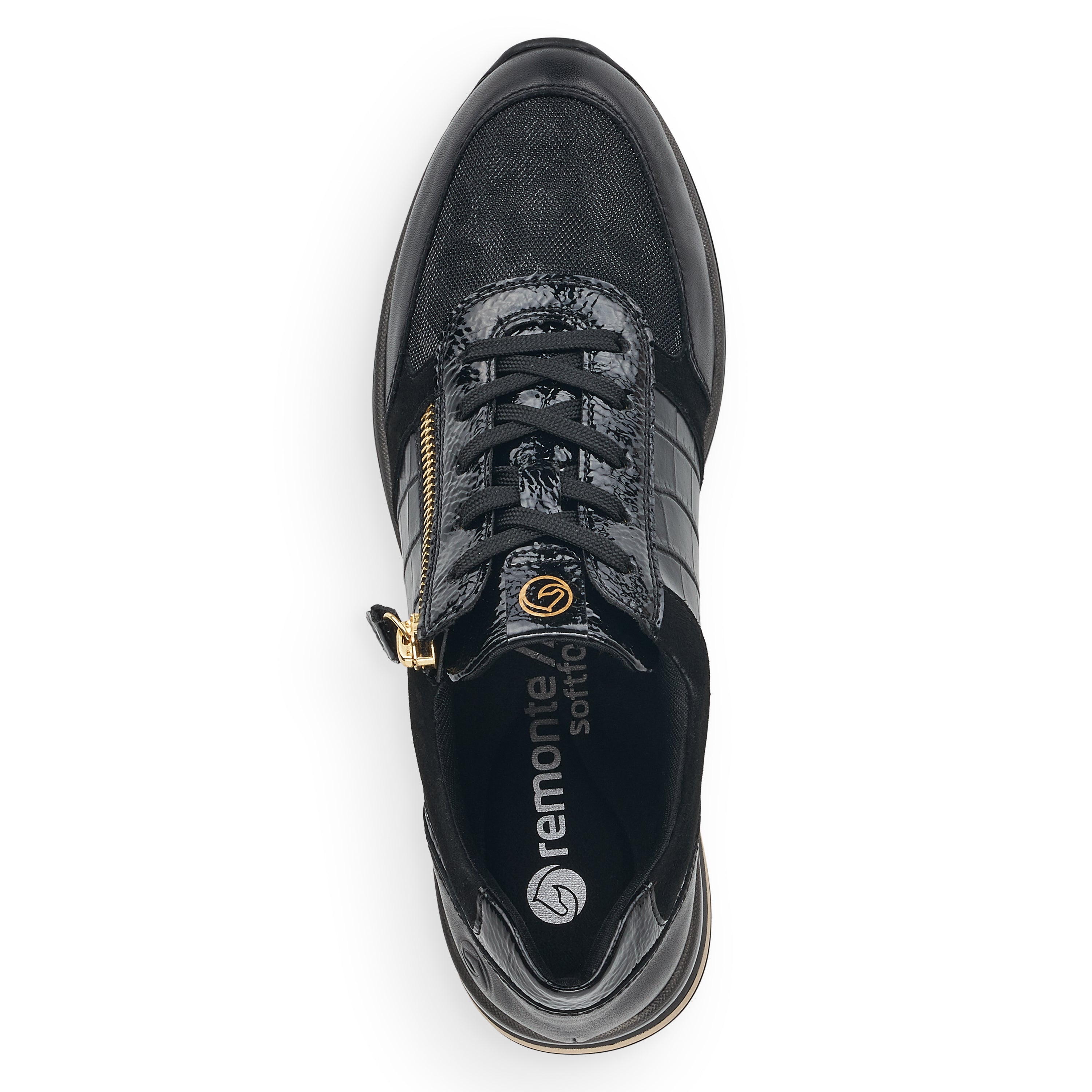 Remonte Womens Fashion Trainers - Black / Gold
