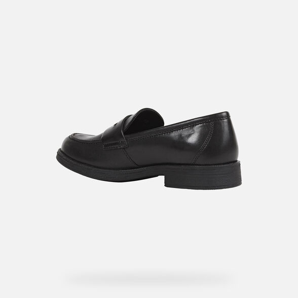 Geox Kids Agata D Smooth Leather School Shoes - Black - The Foot Factory