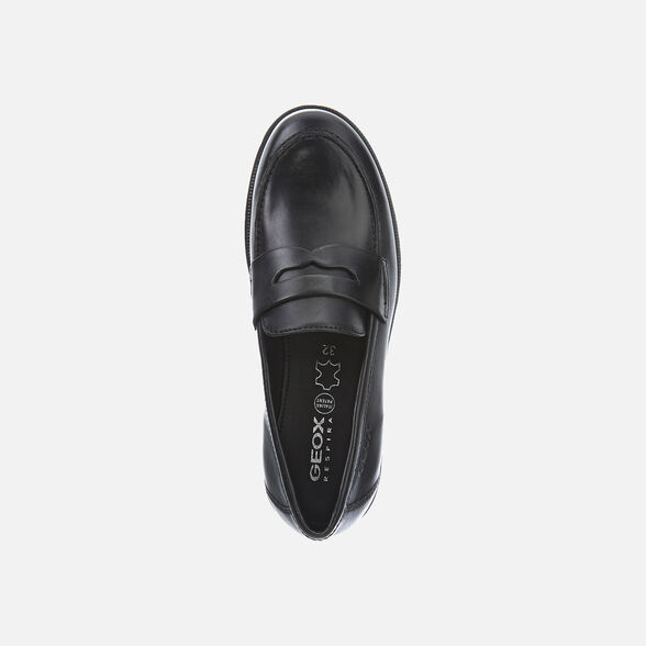 Geox Kids Agata D Smooth Leather School Shoes - Black - The Foot Factory