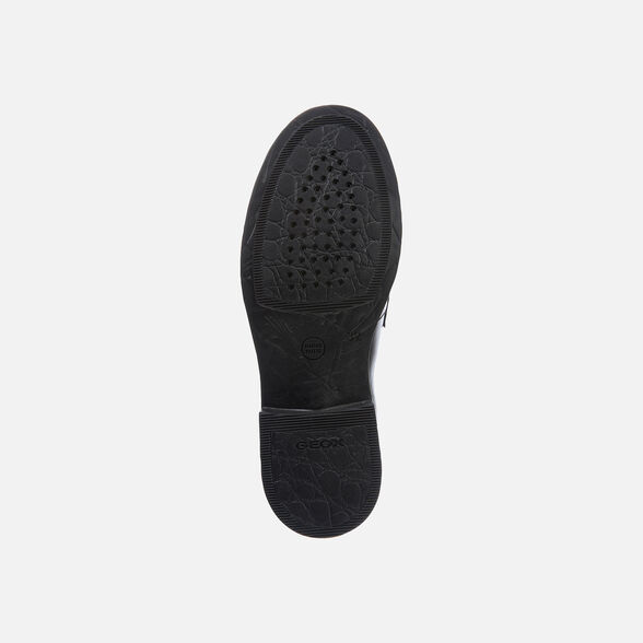 Geox Kids Agata D Smooth Leather School Shoes - Black - The Foot Factory