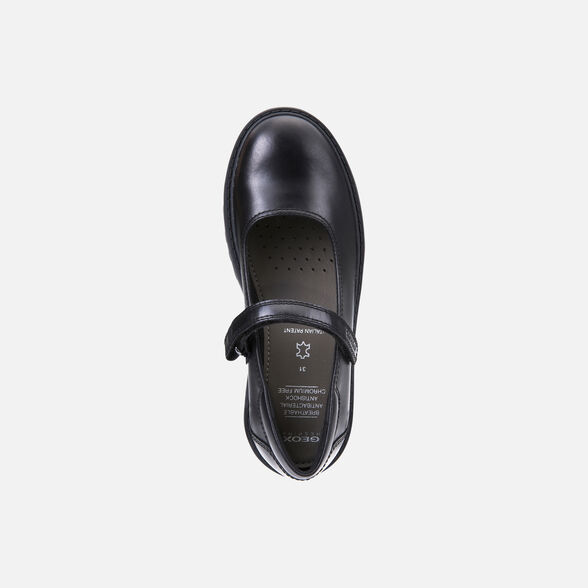 Geox Kids Casey Nappa Leather School Shoes - Black