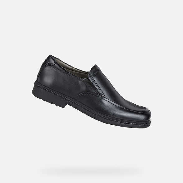 Geox Kids Federico Smooth Leather School Shoes - Black - The Foot Factory