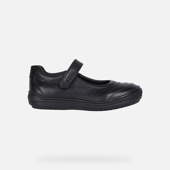 Geox Kids Hadriel Smooth Leather School Shoes - Black