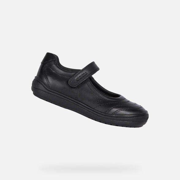 Geox Kids Hadriel Smooth Leather School Shoes - Black