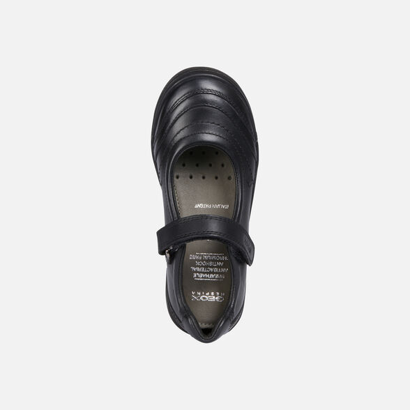 Geox Kids Hadriel Smooth Leather School Shoes - Black