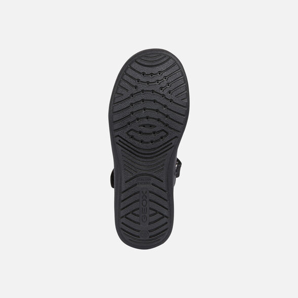 Geox Kids Hadriel Smooth Leather School Shoes - Black