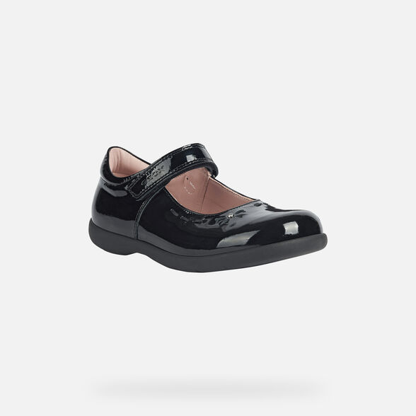 Geox Kids Naimara Patent Leather School Shoes - Black
