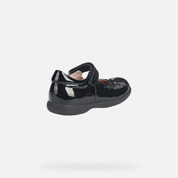 Geox Kids Naimara Patent Leather School Shoes - Black