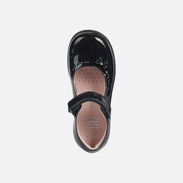 Geox Kids Naimara Patent Leather School Shoes - Black